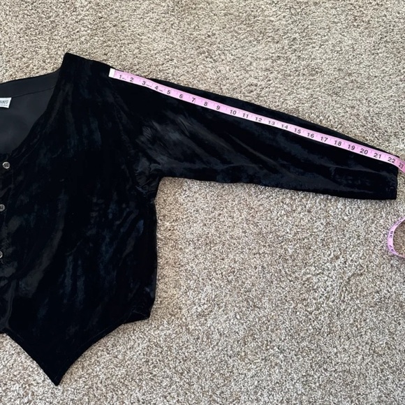CP Shades Vintage San Francisco Velour Black Cardigan Sweater size Large - Picture 12 of 12